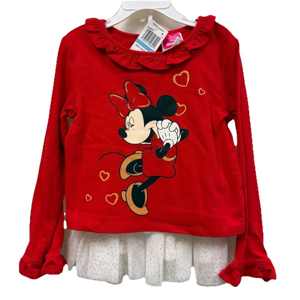 Disney Junior Minnie Mouse Girls 2Pc Tutu Skirt Set Red Gold Size 5 NWT FLAW